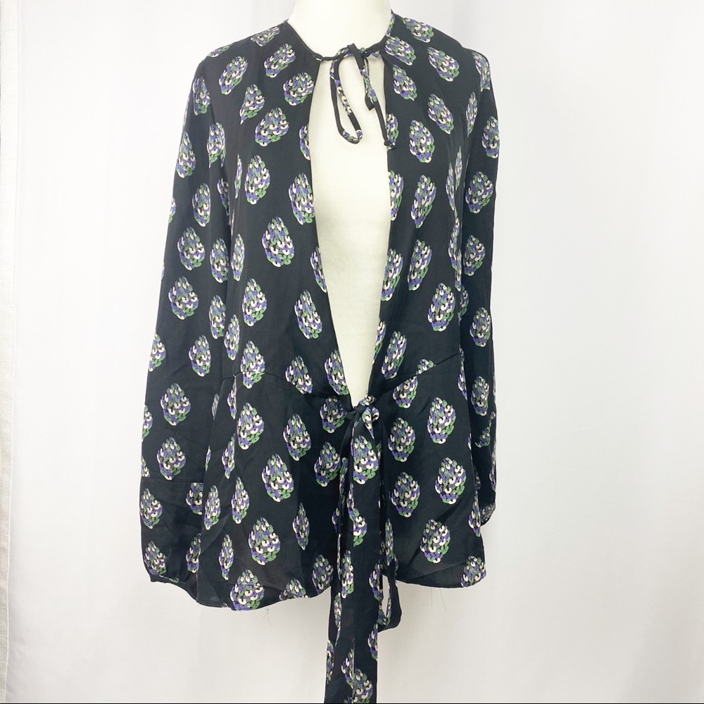 Diane Von Furstenberg Design Silk Wrap Top Blouse